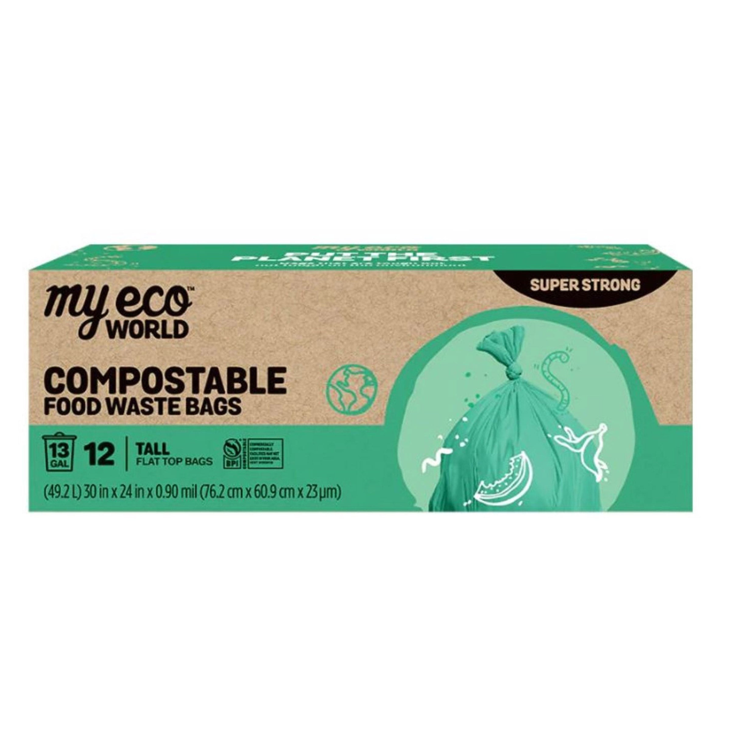 🌎 MyEcoWorld® 13-Gallon Compostable Food Waste Bags – Sustainable 72-Pack